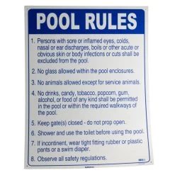 Nassco 18" X 24" Pool Rules Safety Sign, Arizona Approved