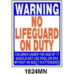 Nassco 18" X 24" Warning No Lifeguard On Duty Sign, Minnesota Approved