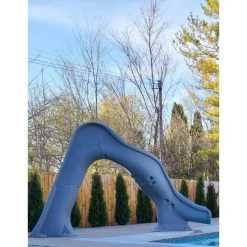 Global Pool Products Riptide Pool Slide - Grey With Light Package, Right Turn GPPSRT-GREY-R-LED -Pool Supplies Store Rip Tide Grey 1
