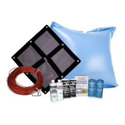 12' Round Ultra Premium Soild Winter Cover Bundle With 15k Chemical Closing Kit And 4' X 4' Air Pillow