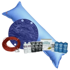 18'x34' Oval Royal Solid Cover Bundle With 35k Chemical Kit And 4.5' X 15' Air Pillow