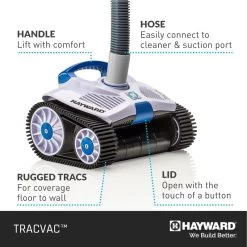 Hayward TracVac Suction, Wall Climbing Pool Cleaner For In-ground Pools Up To 40 Ft In Length – Automatic Pool Vacuum -Pool Supplies Store hayward TracVac 7