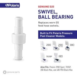 Polaris Genuine OEM Hose Swivel For 380/280/180 Pool Cleaners -Pool Supplies Store polaris D20 01