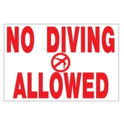 Poolstyle 12"x18" No Diving Allowed Sign, TX Approved