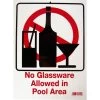 Poolstyle 9"x12" No Glassware Allowed Sign -Pool Supplies Store poolstyle ps246 sign no glassware allowed