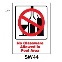 Nassco 9" X 12" No Glassware Allowed In Pool Area Safety Sign